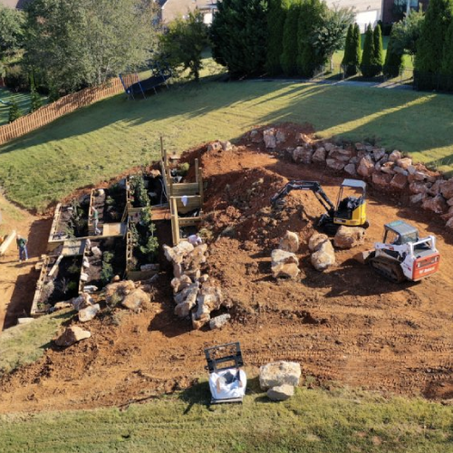 sloping and grading excavation and landscaping project